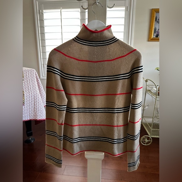 Burberry Beige Sweater with Black and Red Accents